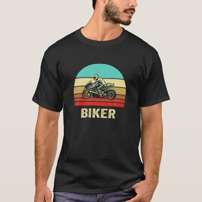 Vintage Retro Style Sunset Biker T-Shirt (Front)