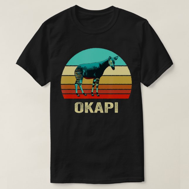Vintage Retro Style Sunset Okapi  T-Shirt (Design Front)