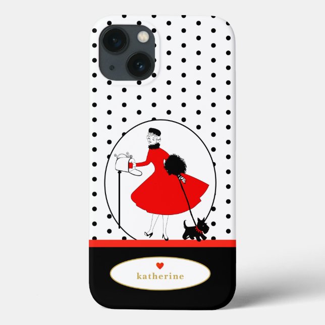Vintage Retro Stylish Lady Scottie Dog Case-Mate iPhone Case (Back)