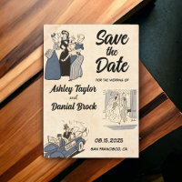 Vintage Retro Stylish Modern Wedding Save the Date