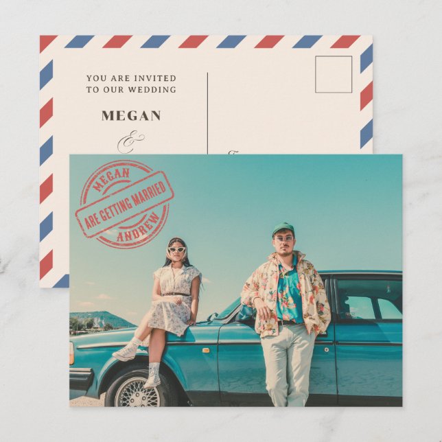 Vintage retro stylist photo wedding postcard (Front/Back)