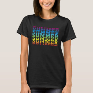 Vintage Retro Summer Colourful Summertime Stacked T-Shirt