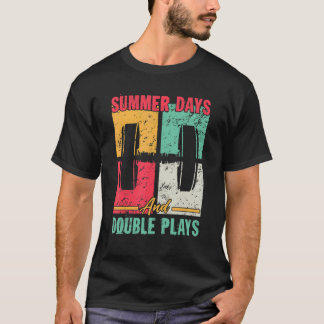 Vintage Retro Summer Days Double Playing Weightli T-Shirt
