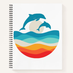 Vintage Retro Summer Time Beach Dolphin Notebook
