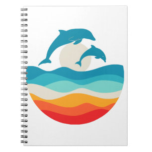 Vintage Retro Summer Time Beach Dolphin  Notebook