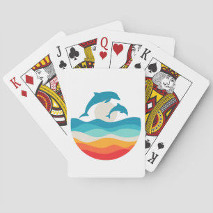 Vintage Retro Summer Time Beach Dolphin Playing Cards