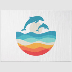 Vintage Retro Summer Time Beach Dolphin  Tissue Paper