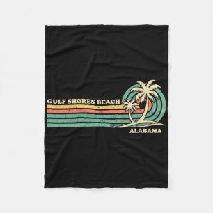 Vintage Retro Summer Vacation Alabama Gulf Shores Fleece Blanket
