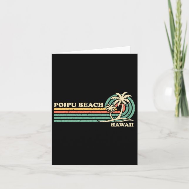 Vintage Retro Summer Vacation Hawaii Poipu Beach  Card (Front)