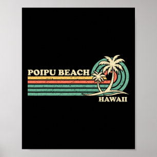Vintage Retro Summer Vacation Hawaii Poipu Beach Poster