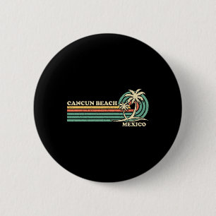 Vintage Retro Summer Vacation Mexico Cancun Beach 6 Cm Round Badge