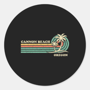 Vintage Retro Summer Vacation Oregon Cannon Beach Classic Round Sticker