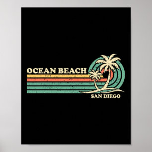 Vintage Retro Summer Vacation San Diego Ocean Beac Poster