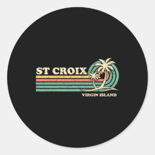 Vintage Retro Summer Vacation Virgin Island St. Cr Classic Round Sticker
