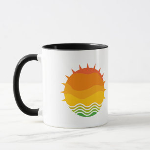 Vintage Retro Sun and Sea Waves Graphic Mug