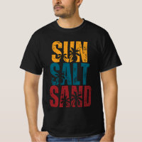 vintage retro Sun Salt Sand birds & plam trees sea