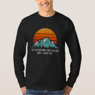 Vintage Retro Sun The Mountains Are Calling & I Mu T-Shirt