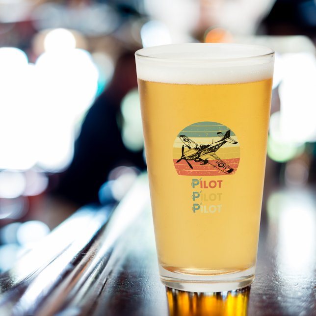 Vintage Retro Sunset, Aeroplane Pilot,Cool Aviatio Glass (Creator Uploaded)