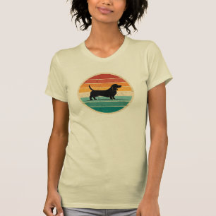 Vintage Retro sunset Basset Hound silhouette  T-Sh T-Shirt