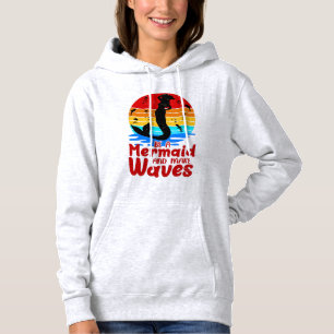 Vintage Retro Sunset Be a Mermaid Make Waves Hoodie