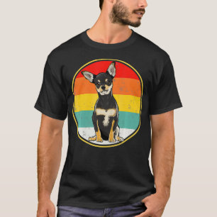 Vintage Retro Sunset Black Chihuahua Dog  T-Shirt