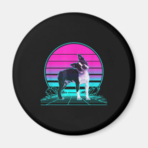 Vintage Retro Sunset Boston Terrier T-Shirt Magnet
