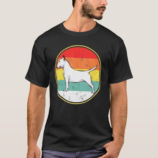 Vintage Retro Sunset Bull Terrier Dog T-Shirt (Front)