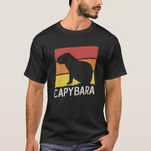 Vintage Retro Sunset Capybara Wild Animal Rodent C T-Shirt