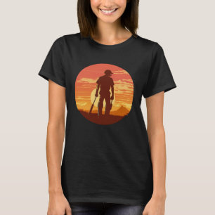 Vintage Retro Sunset Cricket Player T-Shirt