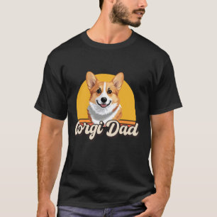 Vintage Retro Sunset Dog Dad Corgi Pet Owner Fathe T-Shirt