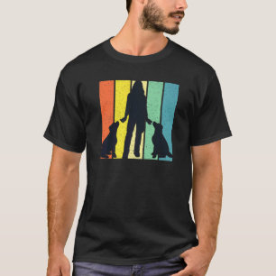 Vintage Retro Sunset Dog Trainer And Two Dogs T-Shirt
