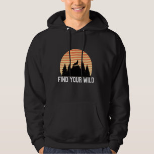 Vintage Retro Sunset Find Your Wild Howling Wolf Hoodie