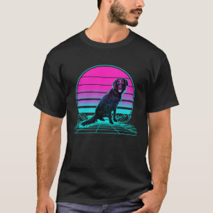 Vintage Retro Sunset Flat Coated Retriever T-Shirt