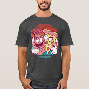 Vintage Retro Sunset Funny Pineapple And Pizza Foo T-Shirt