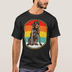 Vintage Retro Sunset German Wirehaired Pointer Dog T-Shirt