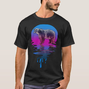 Vintage Retro Sunset Grizzly Bear T-Shirt