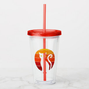 Vintage Retro Sunset Halloween Black Cat I Acrylic Tumbler