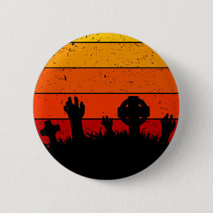 Vintage Retro Sunset Halloween Cemetery I 6 Cm Round Badge