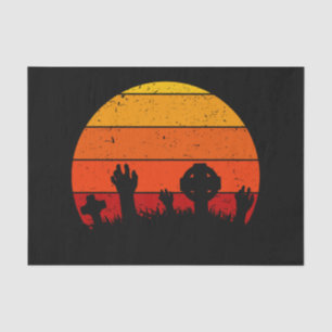 Vintage Retro Sunset Halloween Cemetery I Tissue Paper