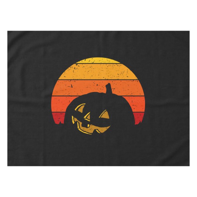 Vintage Retro Sunset Halloween Pumpkin I Tablecloth (Front (Horizontal))