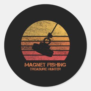 Vintage Retro Sunset Magnet Fishing Classic Round Sticker