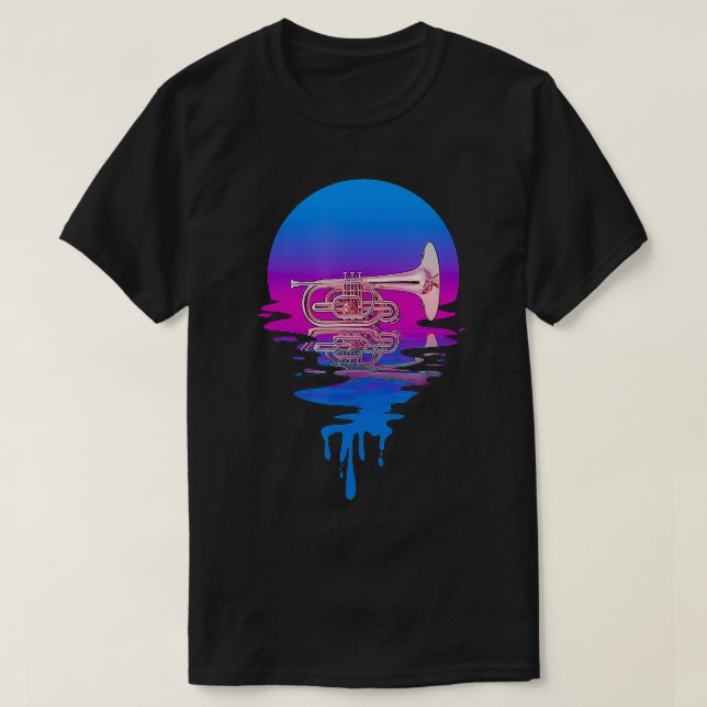 Vintage Retro Sunset Mellophone  T-Shirt (Design Front)