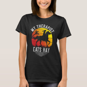 Vintage Retro Sunset My Therapist Eats Hay Horse T-Shirt
