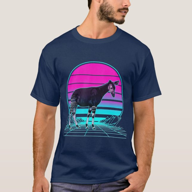 Vintage Retro Sunset Okapi T-Shirt (Front)