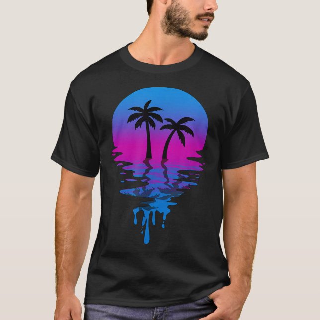 Vintage Retro Sunset Palm Tree T-Shirt (Front)