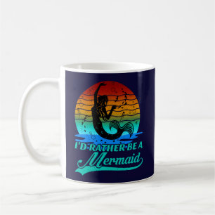 Vintage Retro Sunset Rather Be A Mermaid  Coffee Mug