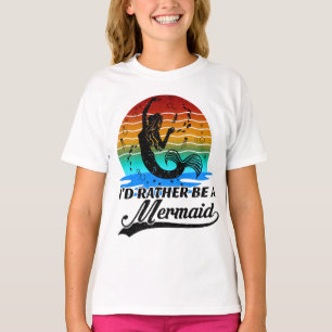 Vintage Retro Sunset Rather Be A Mermaid T-Shirt