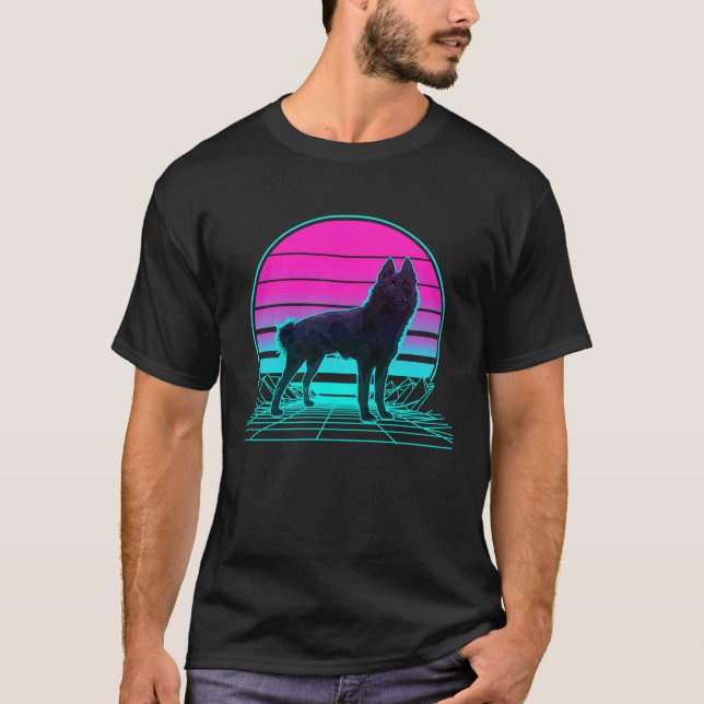 Vintage Retro Sunset Schipperke T-Shirt (Front)
