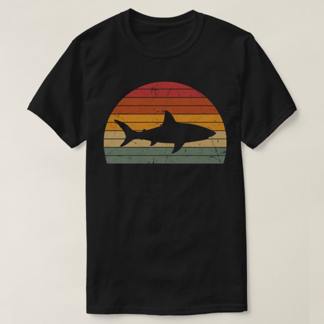 Vintage Retro Sunset Shark Silhouette  T-Shirt (Design Front)