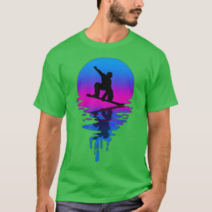 Vintage Retro Sunset Snowboarding  T-Shirt